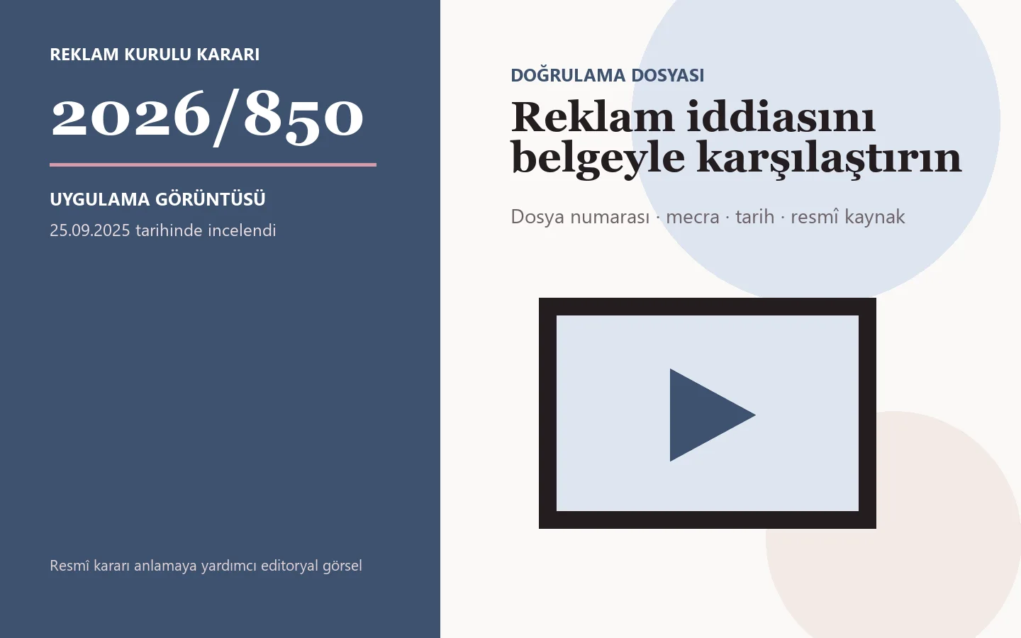 2026/850 sayılı Reklam Kurulu kararı için editoryal doğrulama görseli