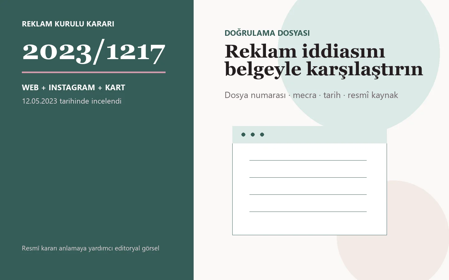 2023/1217 sayılı Reklam Kurulu kararı için editoryal doğrulama görseli