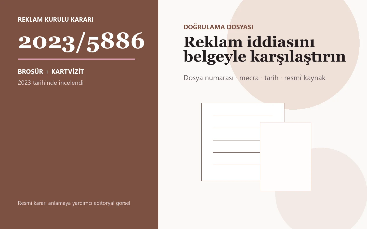 2023/5886 sayılı Reklam Kurulu kararı için editoryal doğrulama görseli